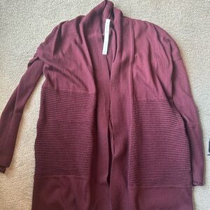 Lululemon Athletica Maroon Knit Sit in Lotus Wrap Cardigan